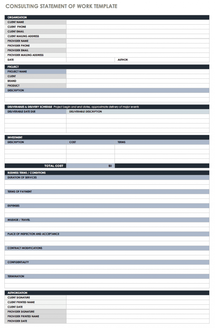 Free Statement of Work Templates Smartsheet