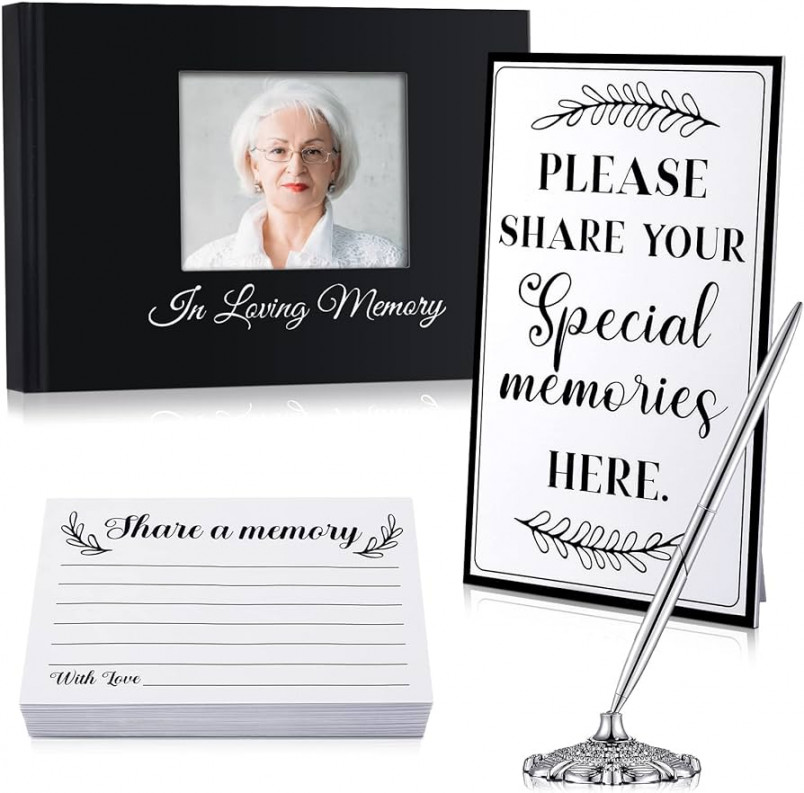 Funeral Guest Book Funeral Guest Register  Shared Memory Cards  Place  Card  Signature Pen with Stand for Condolence