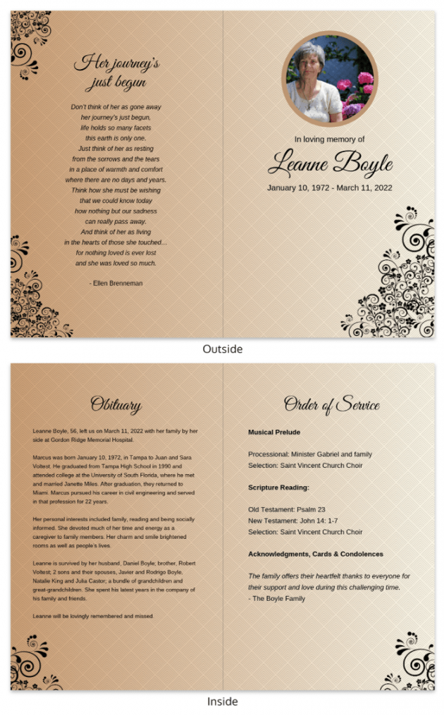 Funeral Program Template - Venngage