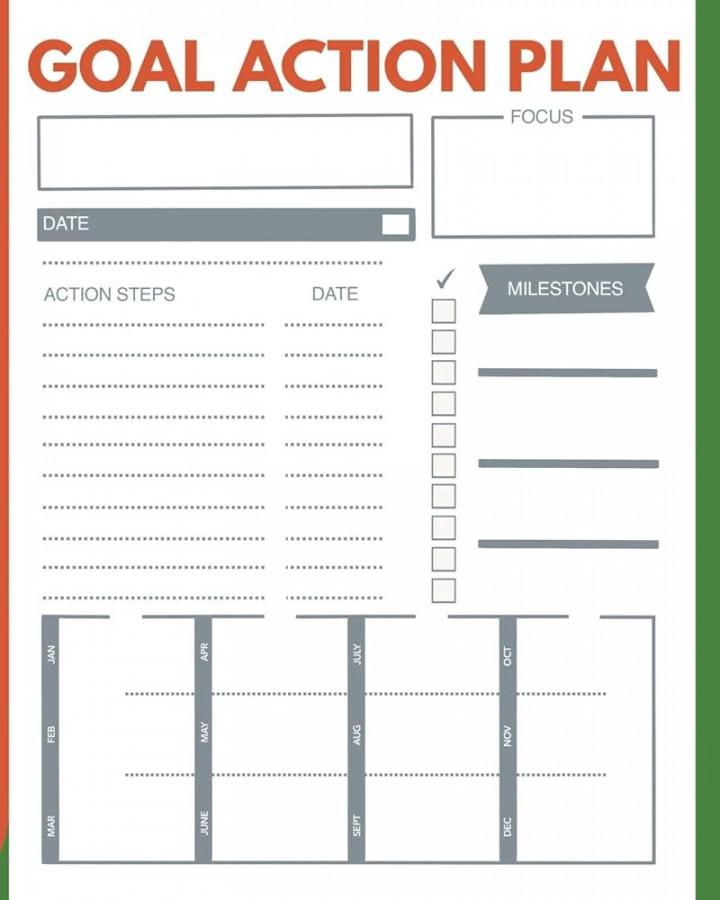 Goal Action Plan: Undated Agenda to Track Your Goals for the Year.