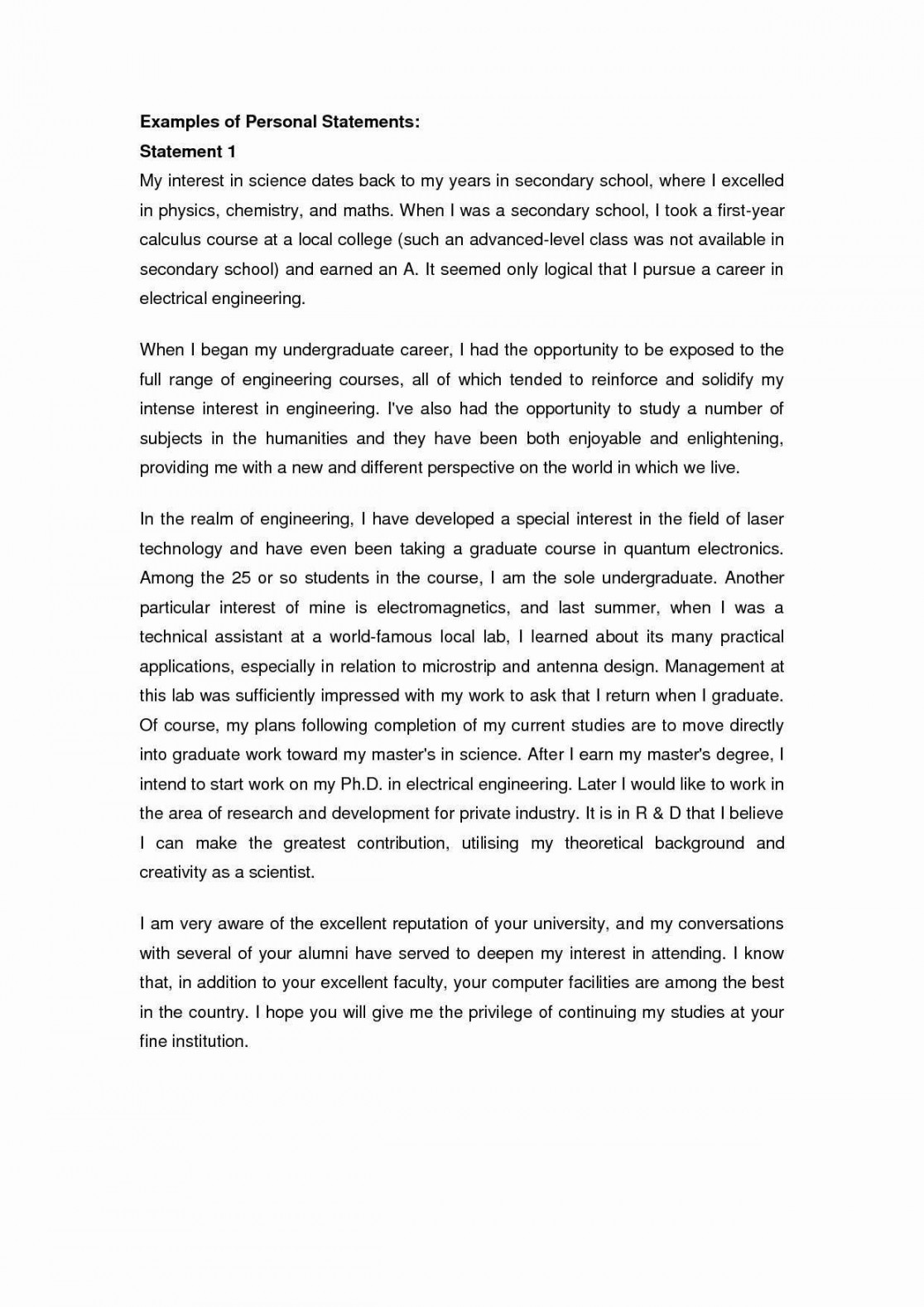 Graduate School Personal Statement Examples  Personal statement