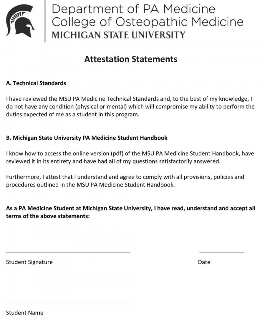 Handbook Technical Standards Attestation Form  PA Medicine