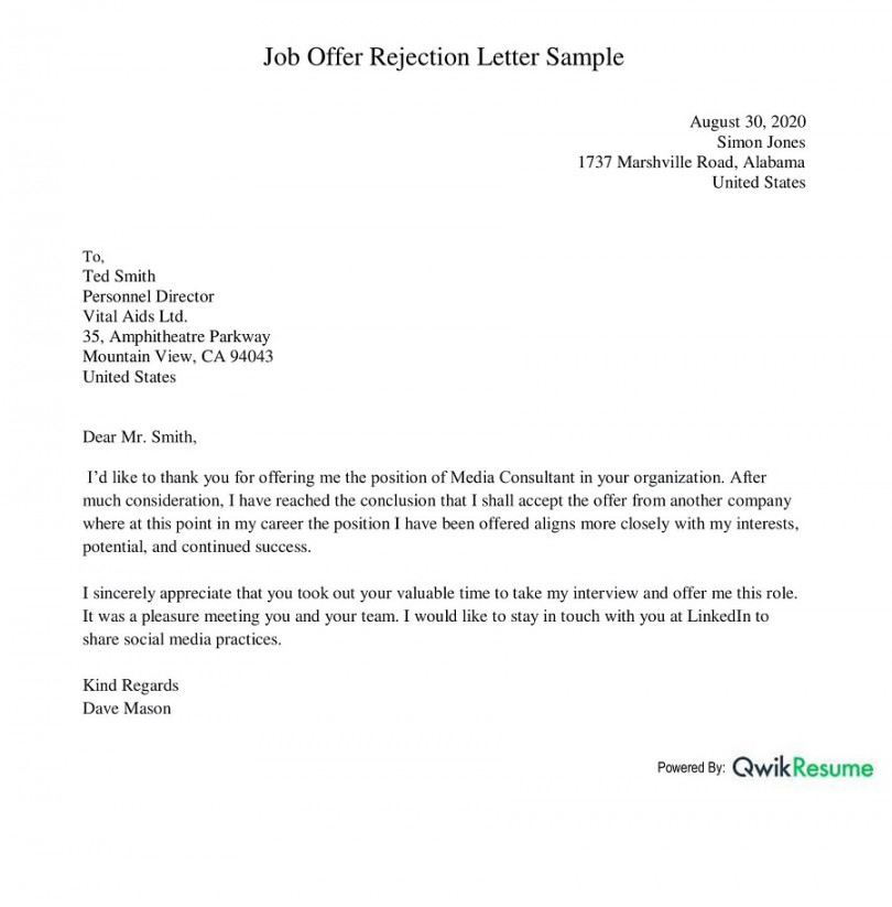 How to Decline a Job Offer With Sample Examples