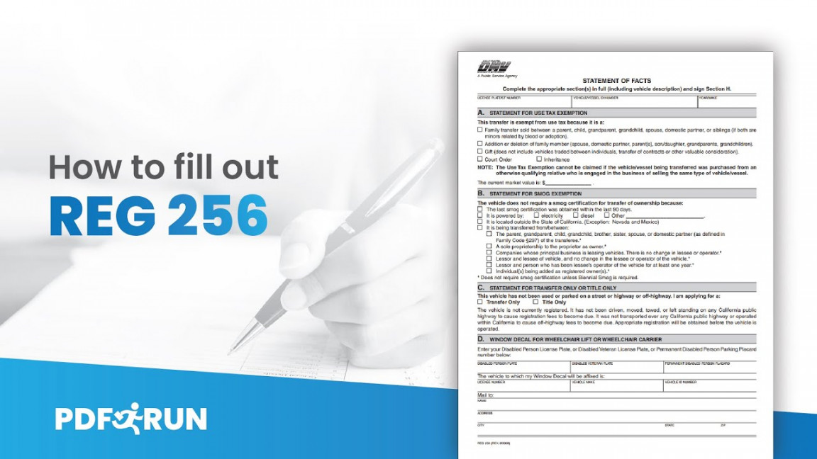 How to Fill Out REG  (DMV Statement of Facts) Online  PDFRun