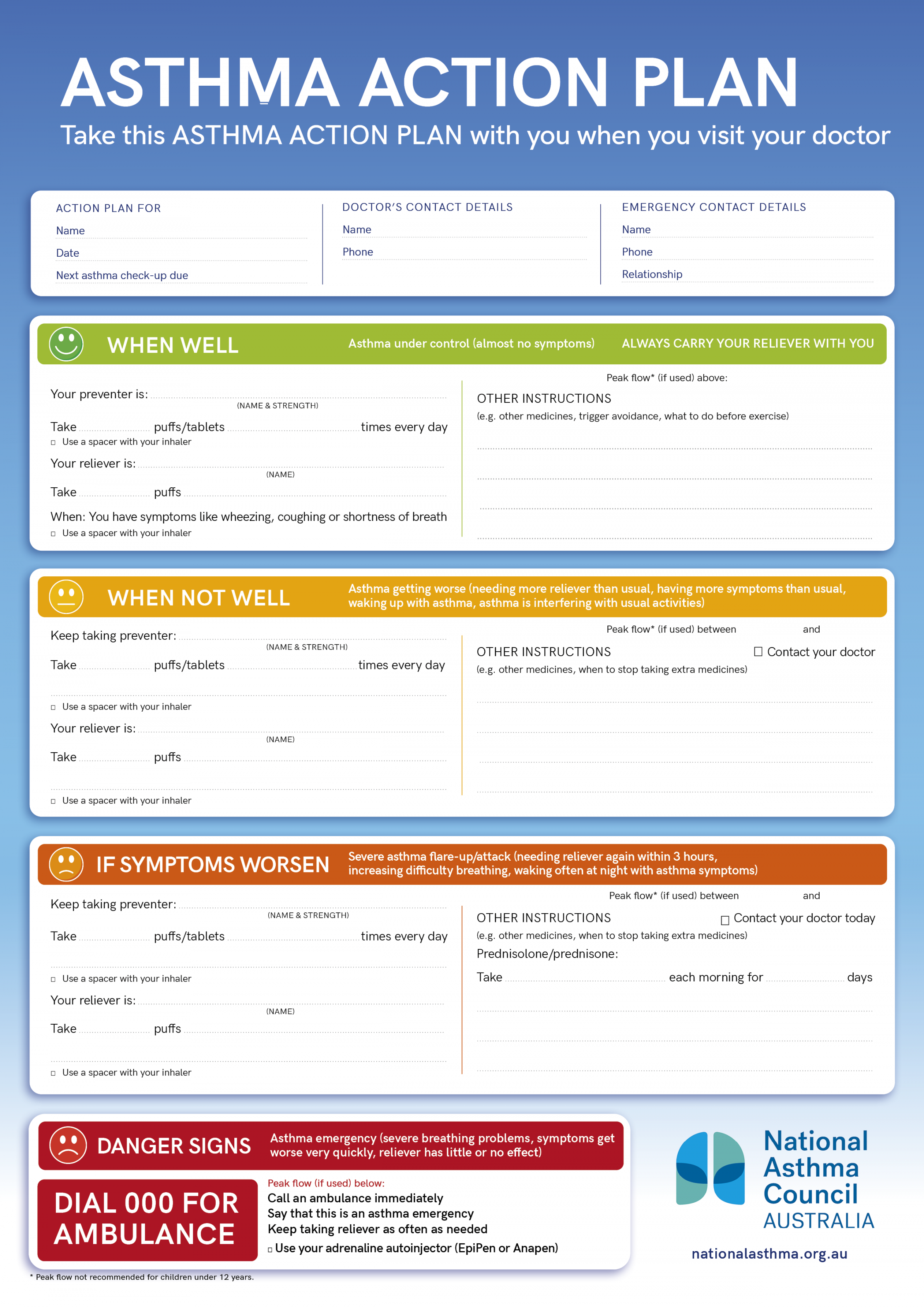 HP Asthma action plans by National Asthma Council Australia