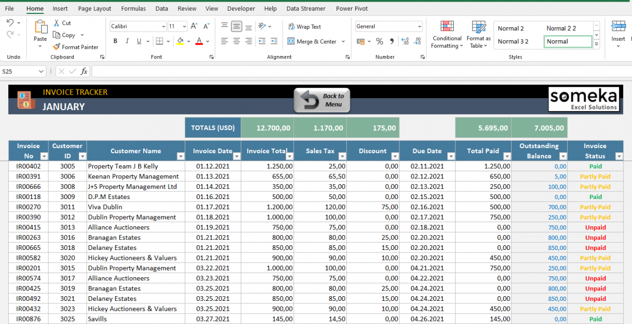 Invoice Tracker Excel Template  Payment Tracking Excel Template