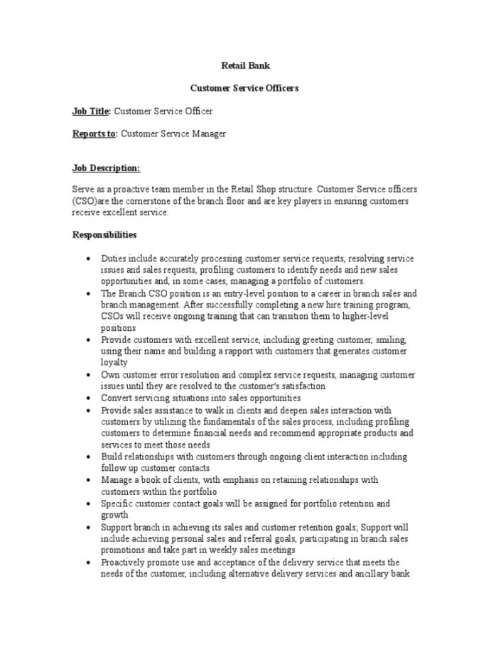 Job Description - Customer Service Officer Final  PDF  Employee