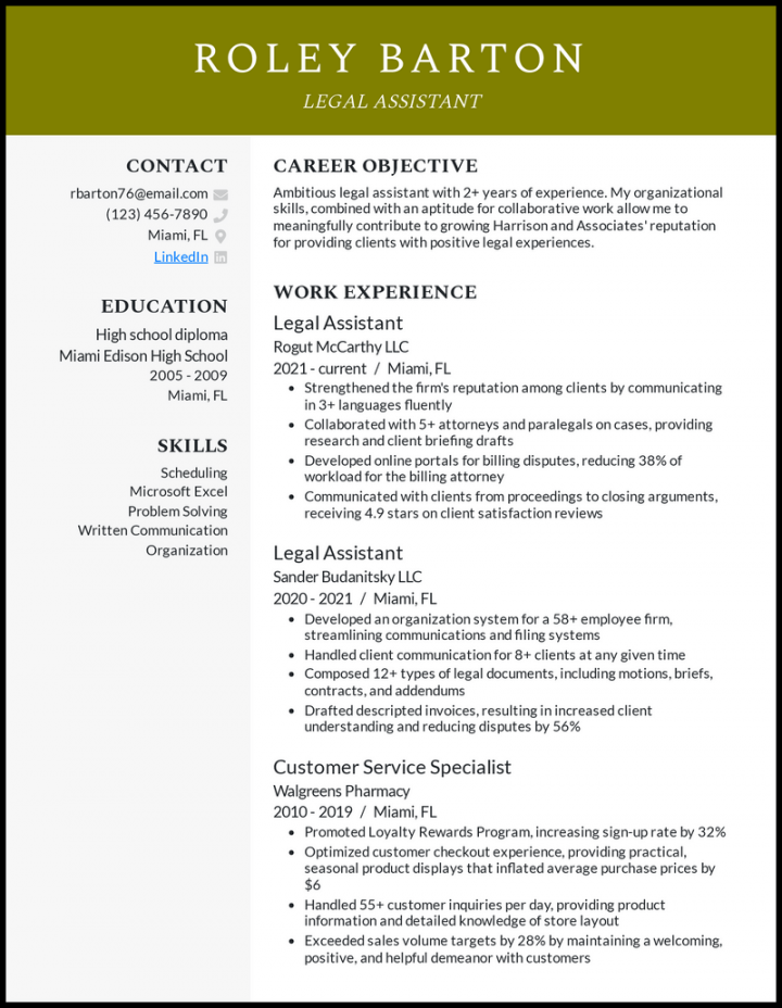 Legal Assistant Resume Examples That Worked in