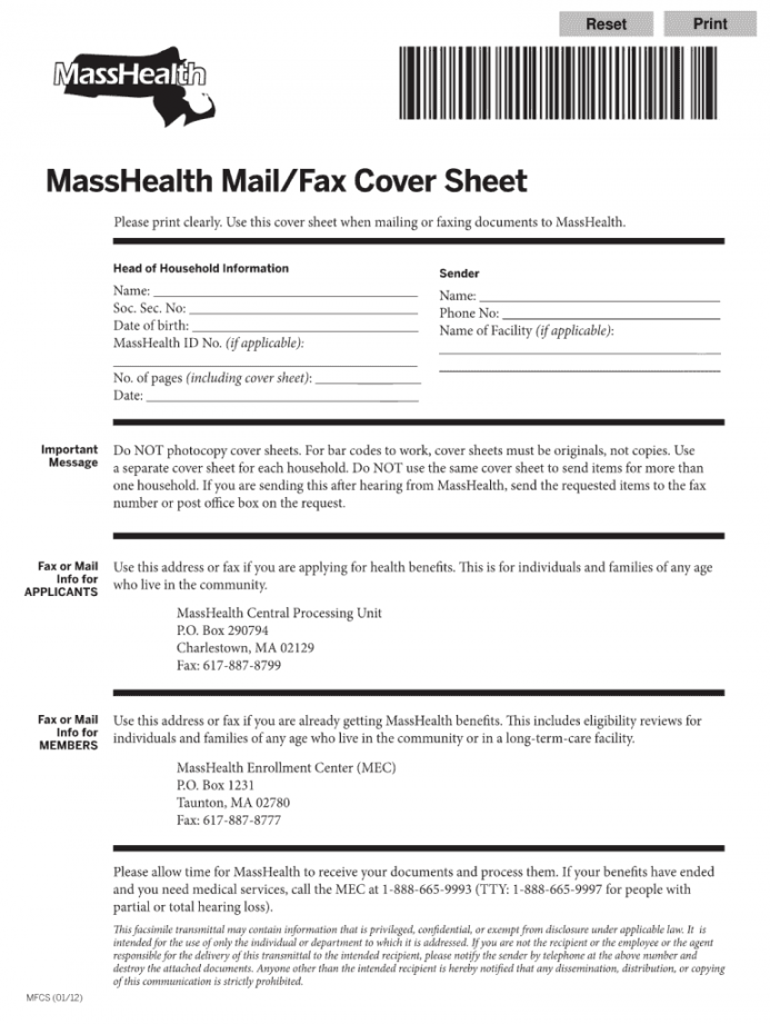 Masshealth Fax Cover Sheet - Fill Online, Printable, Fillable, Blank