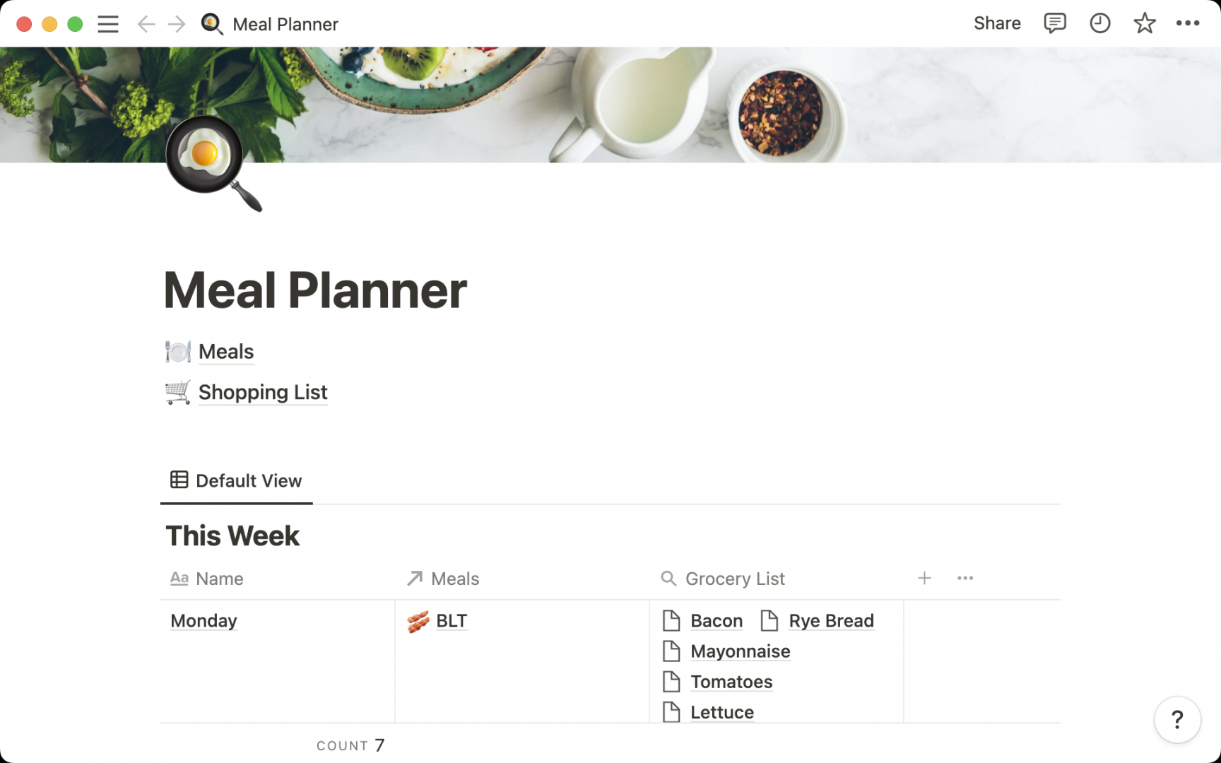 Meal planner  Notion Template