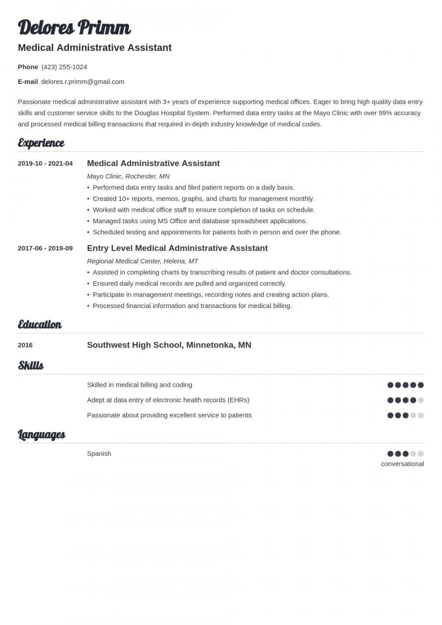 Medical Administrative Assistant Resume: Sample and Guide