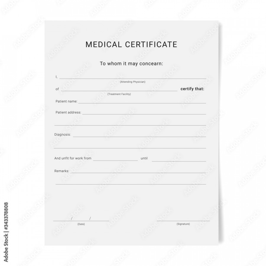 Medical certificate form