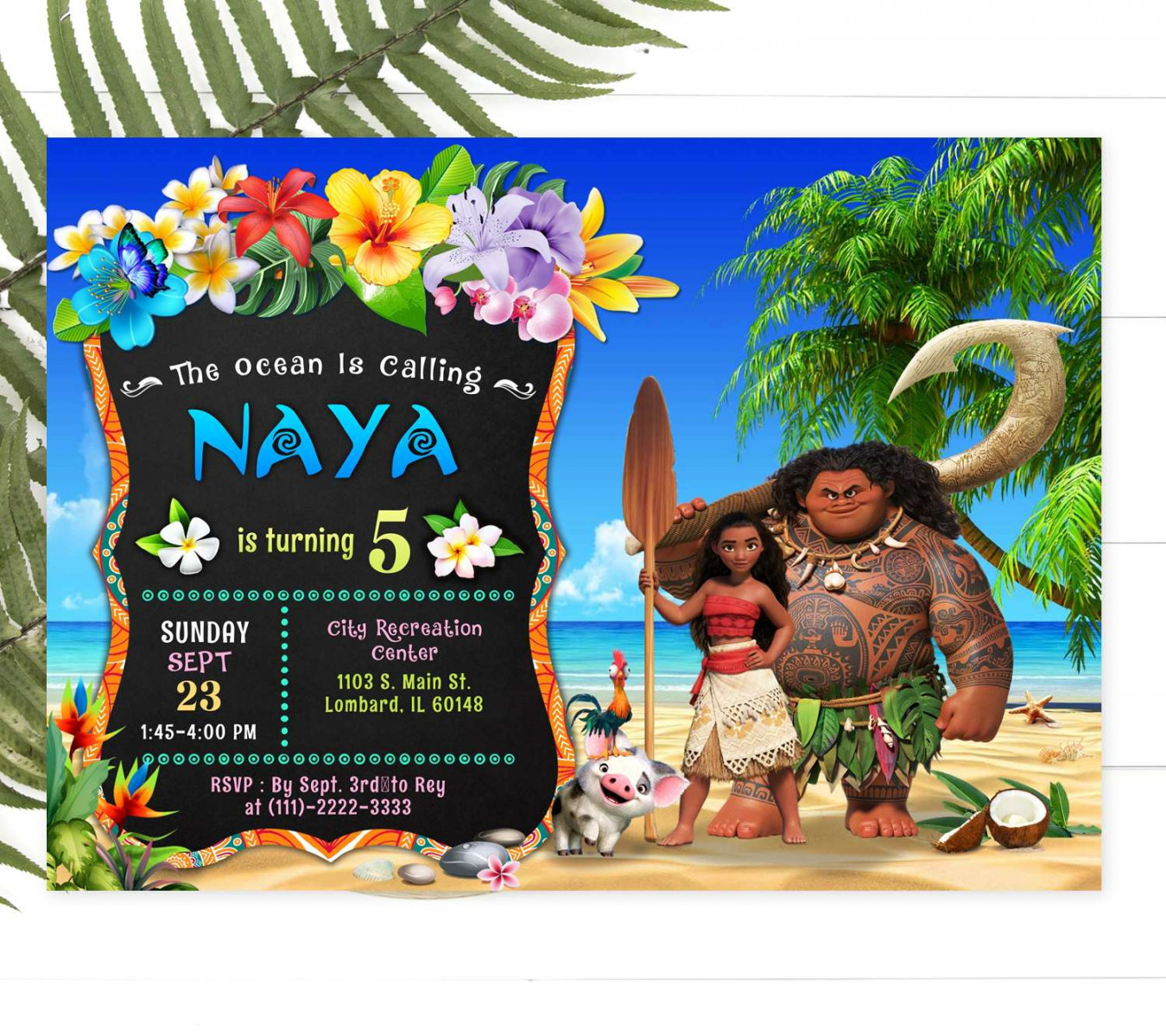 Moana birthday invitation template - edit online now