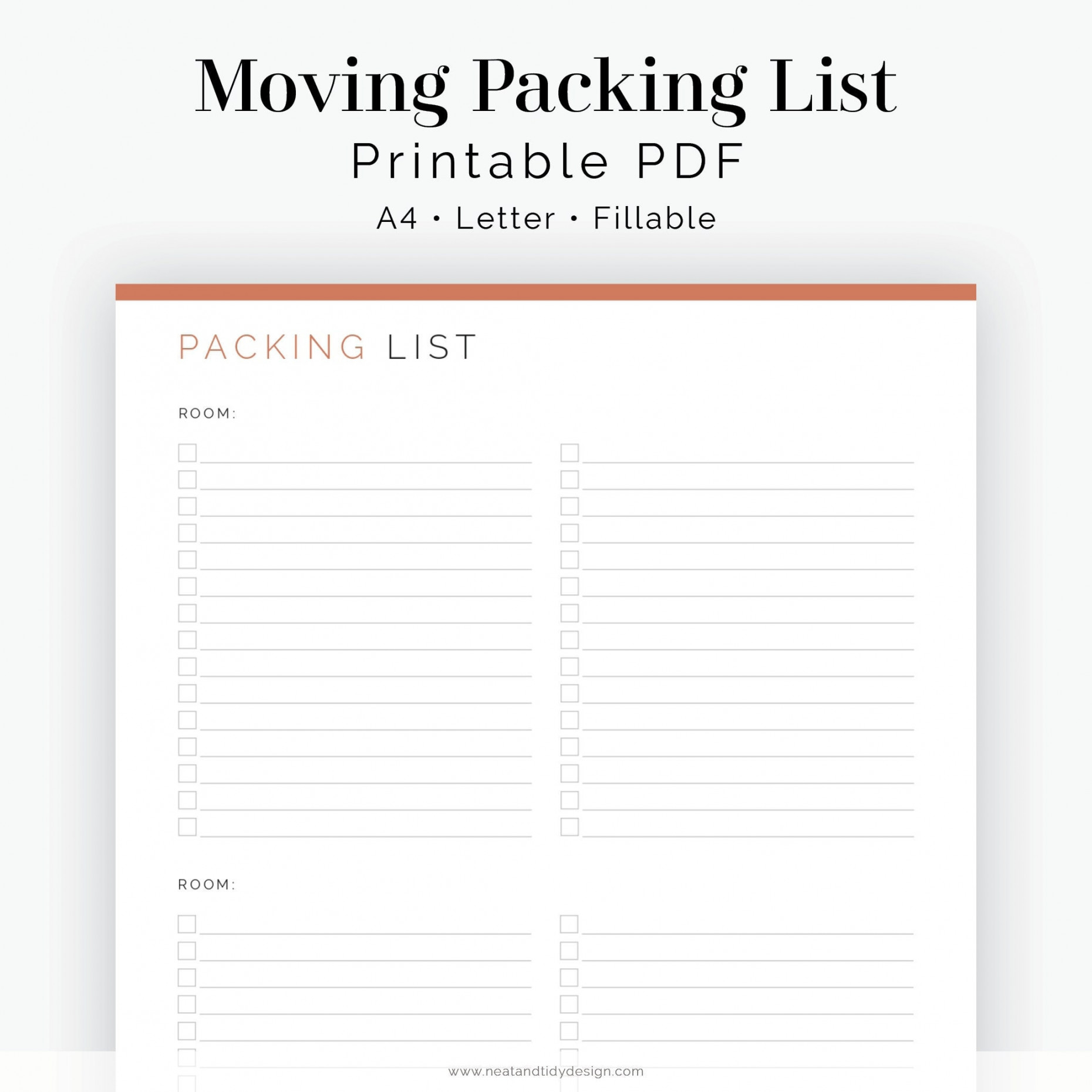 Moving Packing List by Room Fillable Moving Planner - Etsy