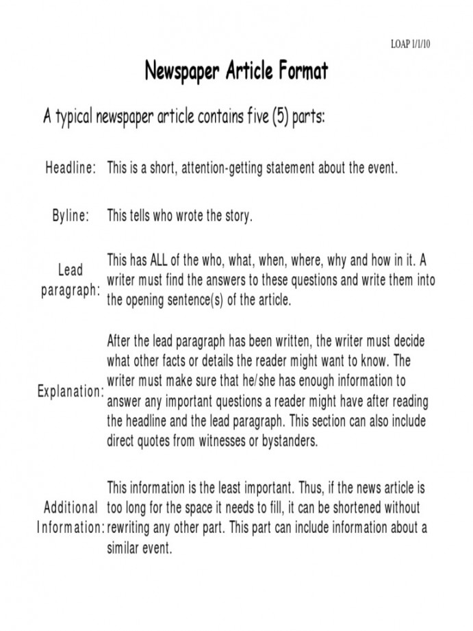 Newspaper Article Format PDF  PDF