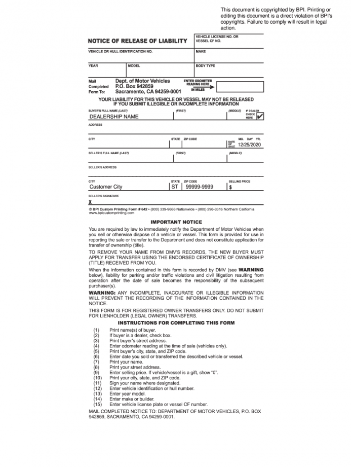 Notice of transfer and release of liability: Fill out & sign