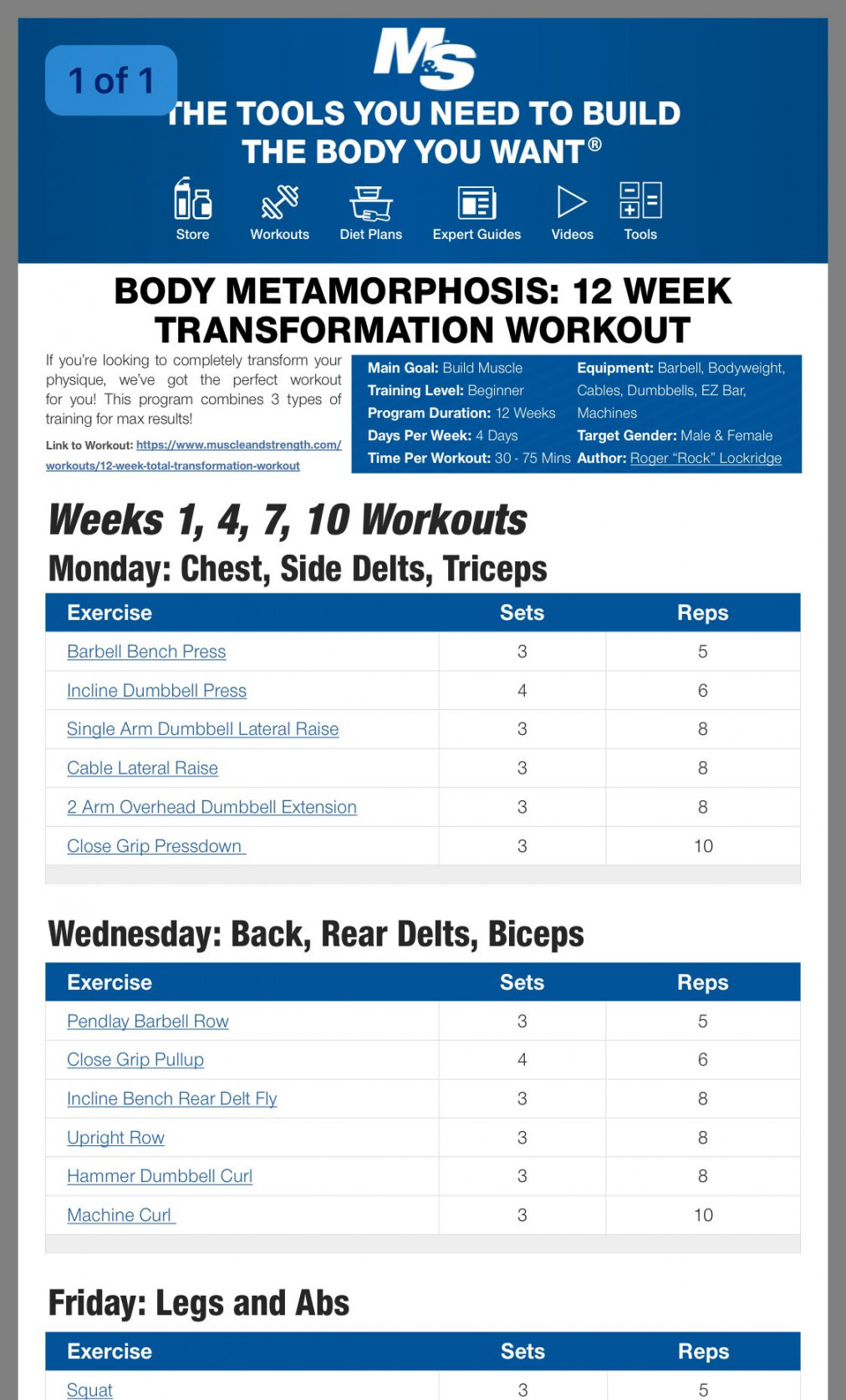 PDF of the workout plan  Muscle building workouts, Beginner leg