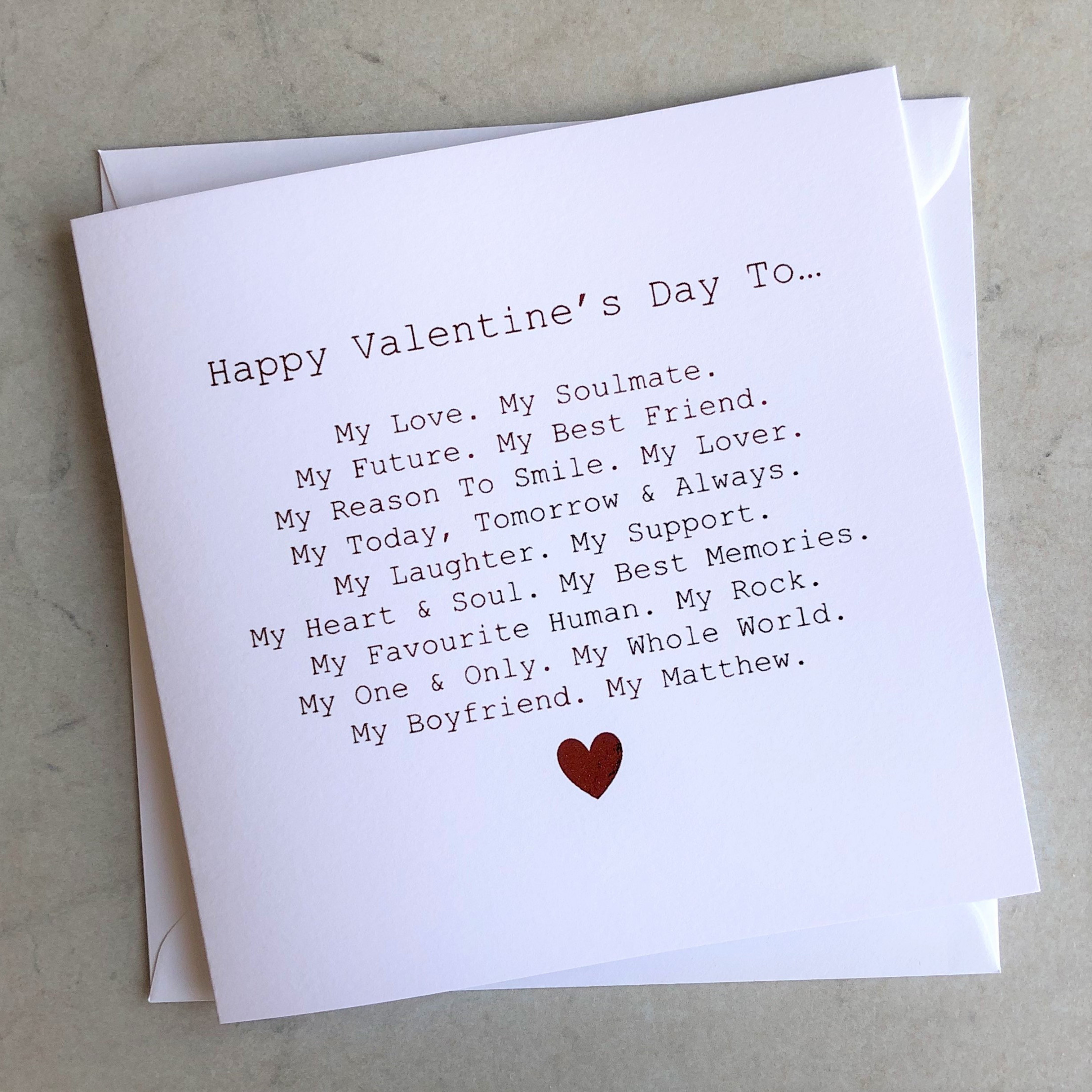 Personalised Boyfriend Valentines Card Valentine