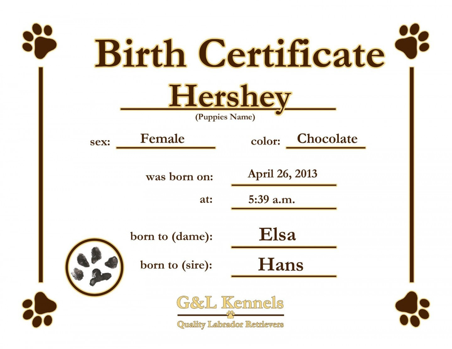 Pin Dog Birth Certificate Template Puppy Certificates on Pinterest