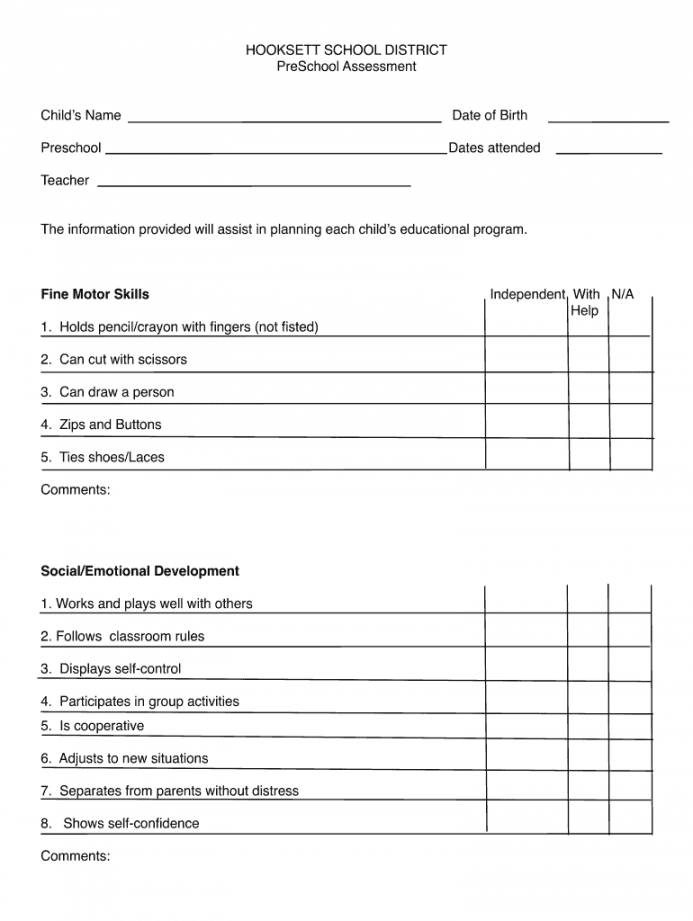 Preschool assessment: Fill out & sign online  DocHub