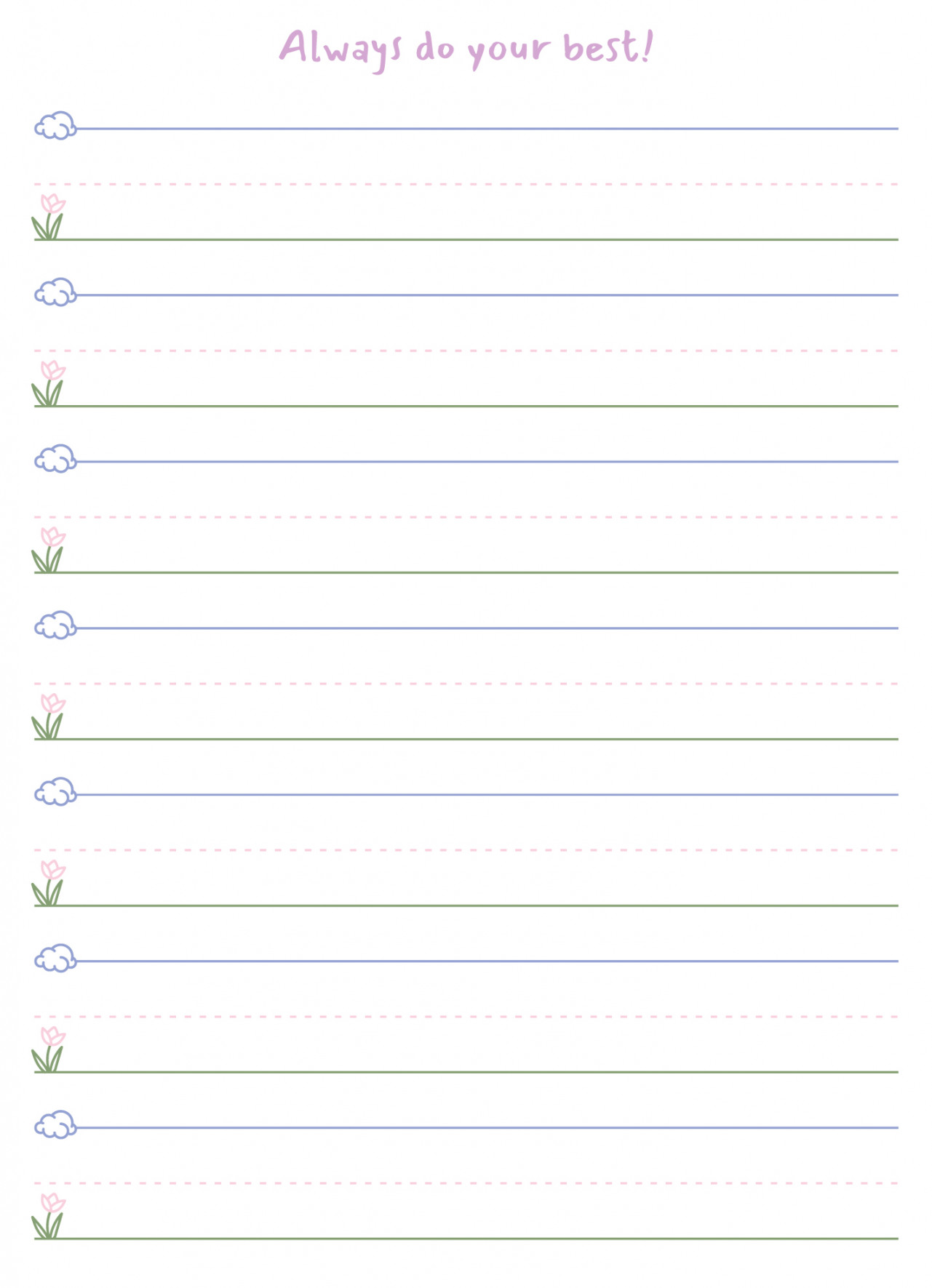 Preschool Lined Writing Paper Free Google Docs Template - gdoc