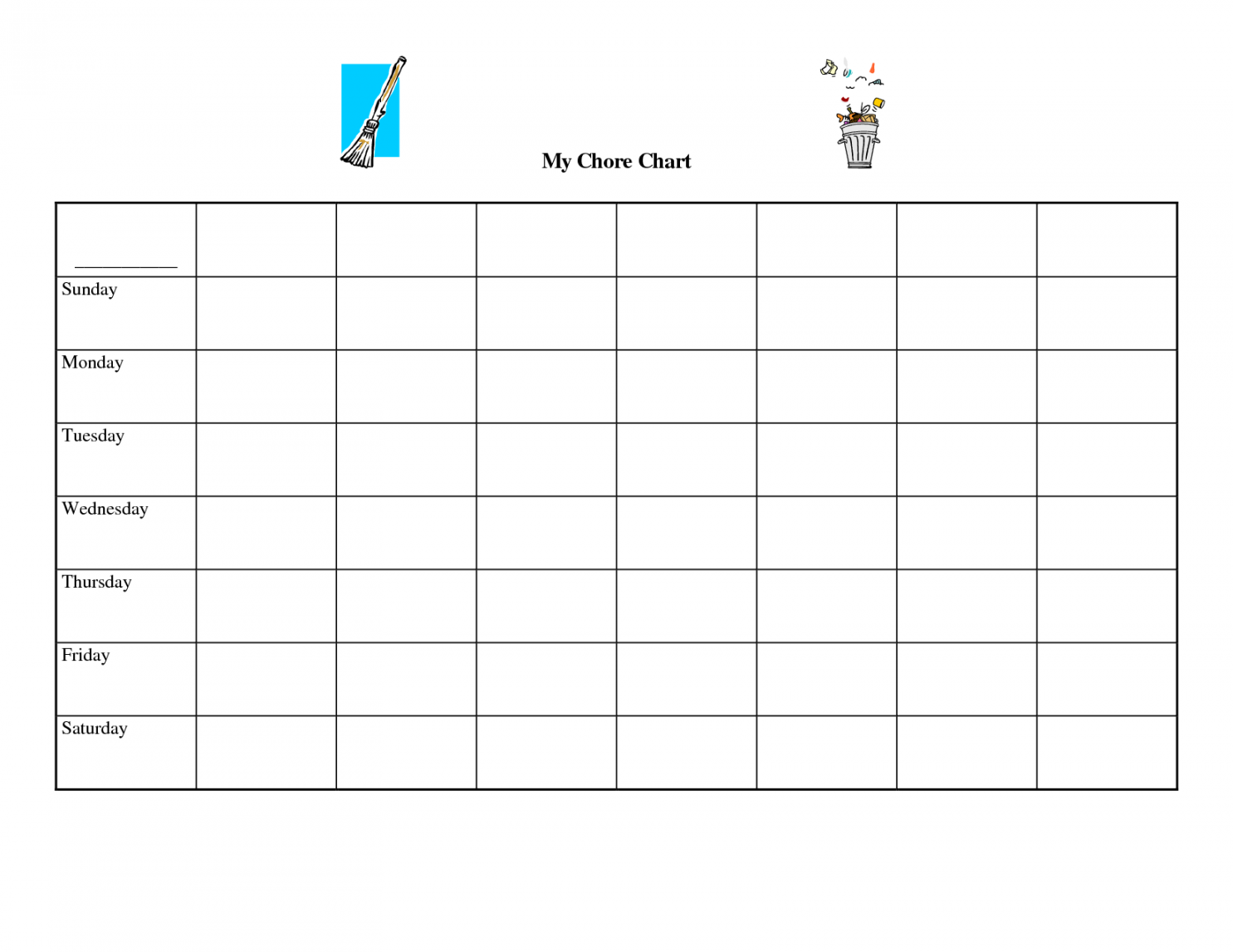 Printable Blank Chore Chart Templates  Free printable chore