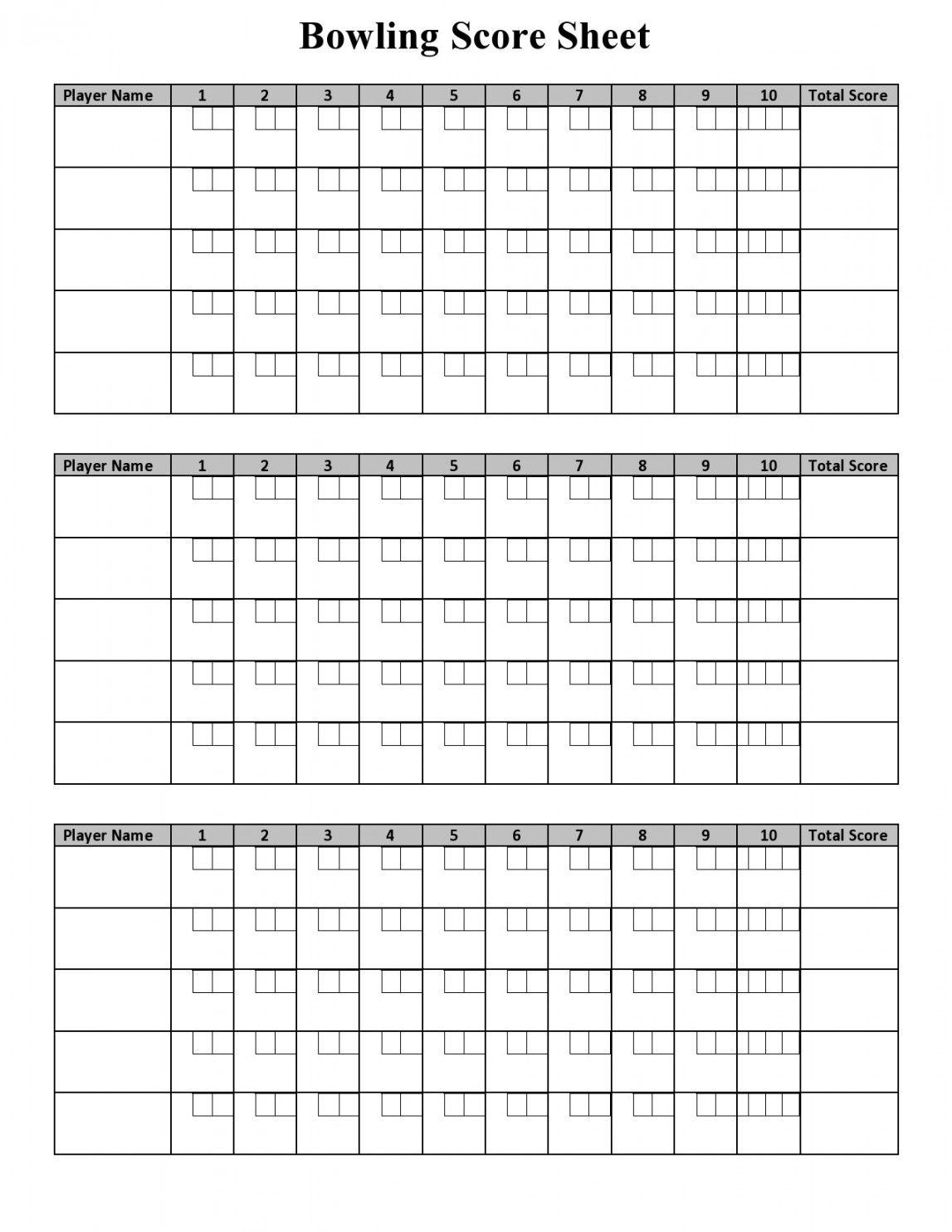 Printable Bowling Score Sheet Templates [& Examples]