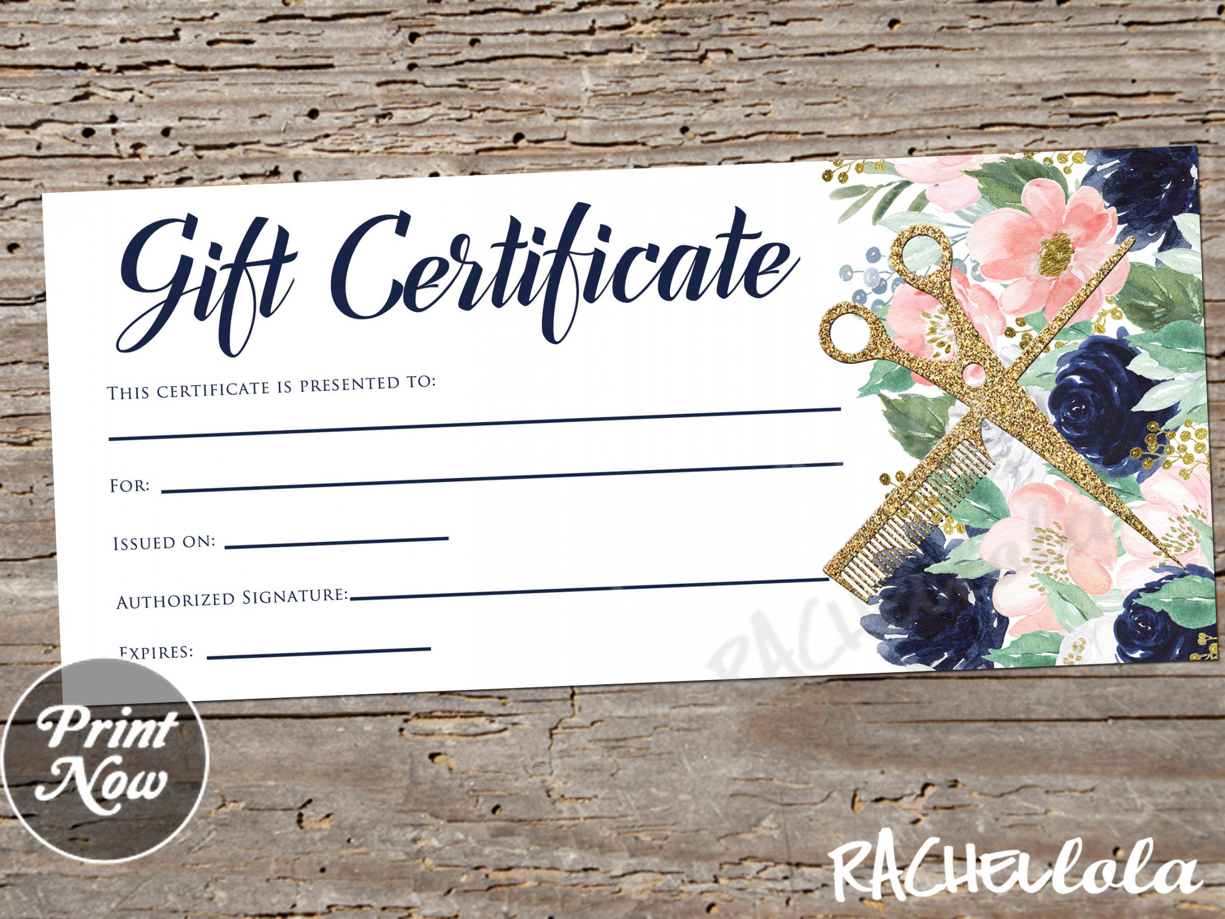 Printable Hair Salon Gift Certificate template, Hair stylist coupon  voucher, Fillable, Instant download, Mothers day, Christmas, Floral