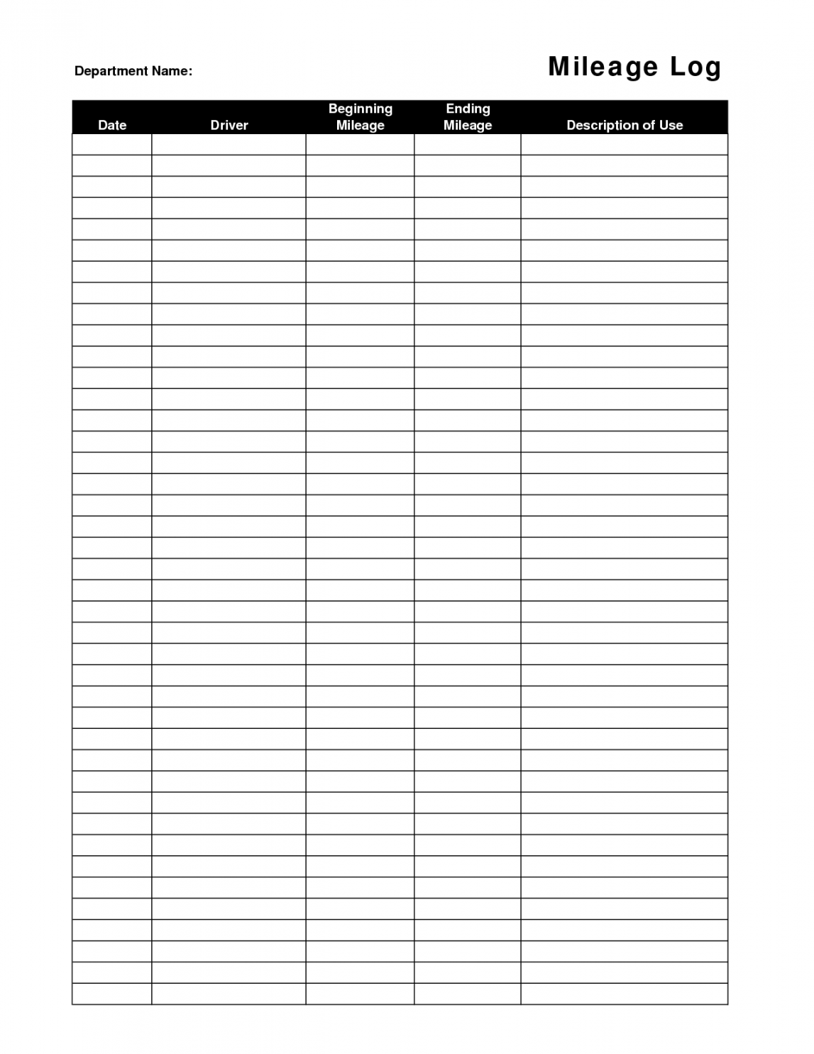 Printable+Mileage+Log+Template  Mileage log printable, Mileage