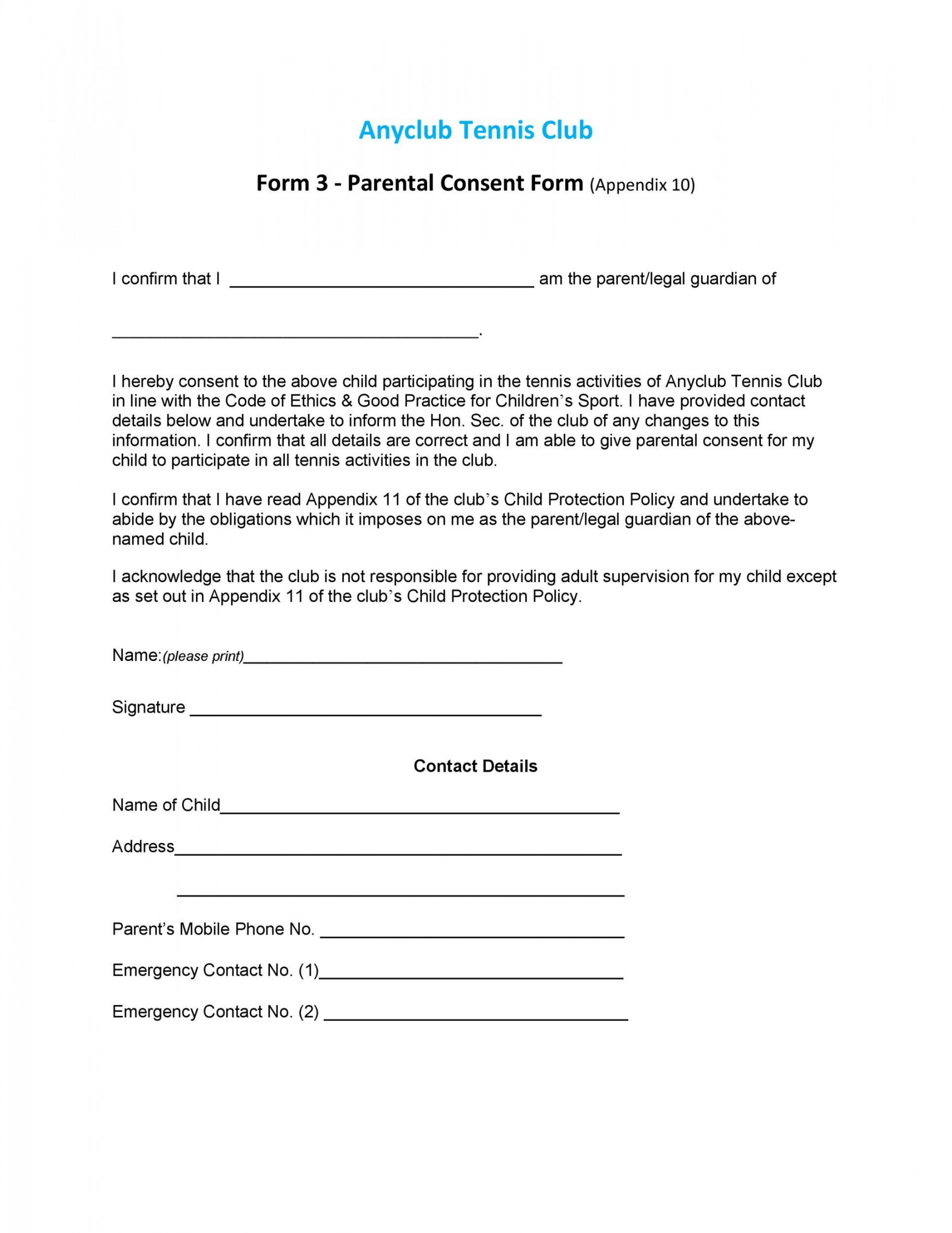 Printable Parental Consent Form & Templates ᐅ TemplateLab