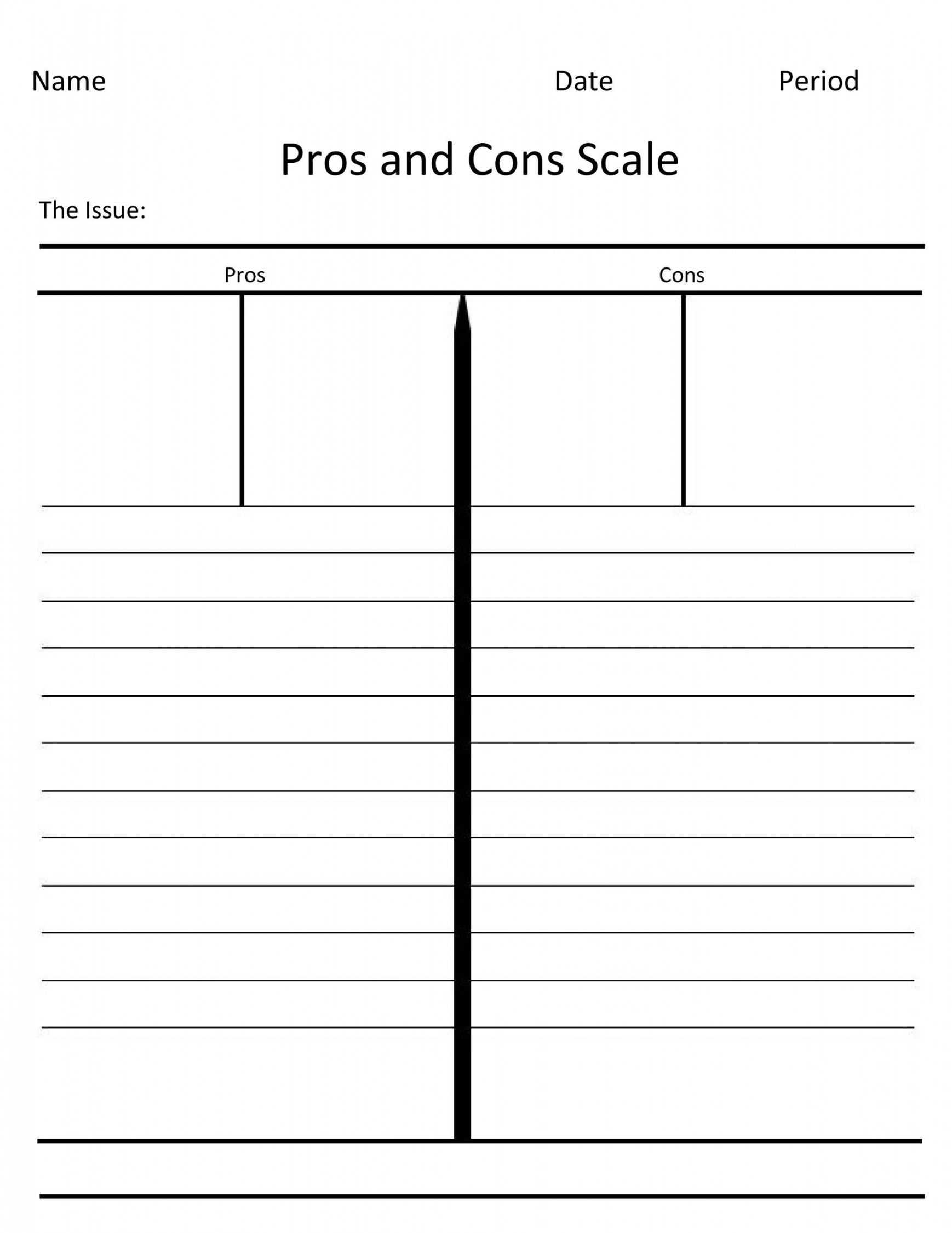 Printable Pros and Cons Lists / Charts / Templates ᐅ TemplateLab