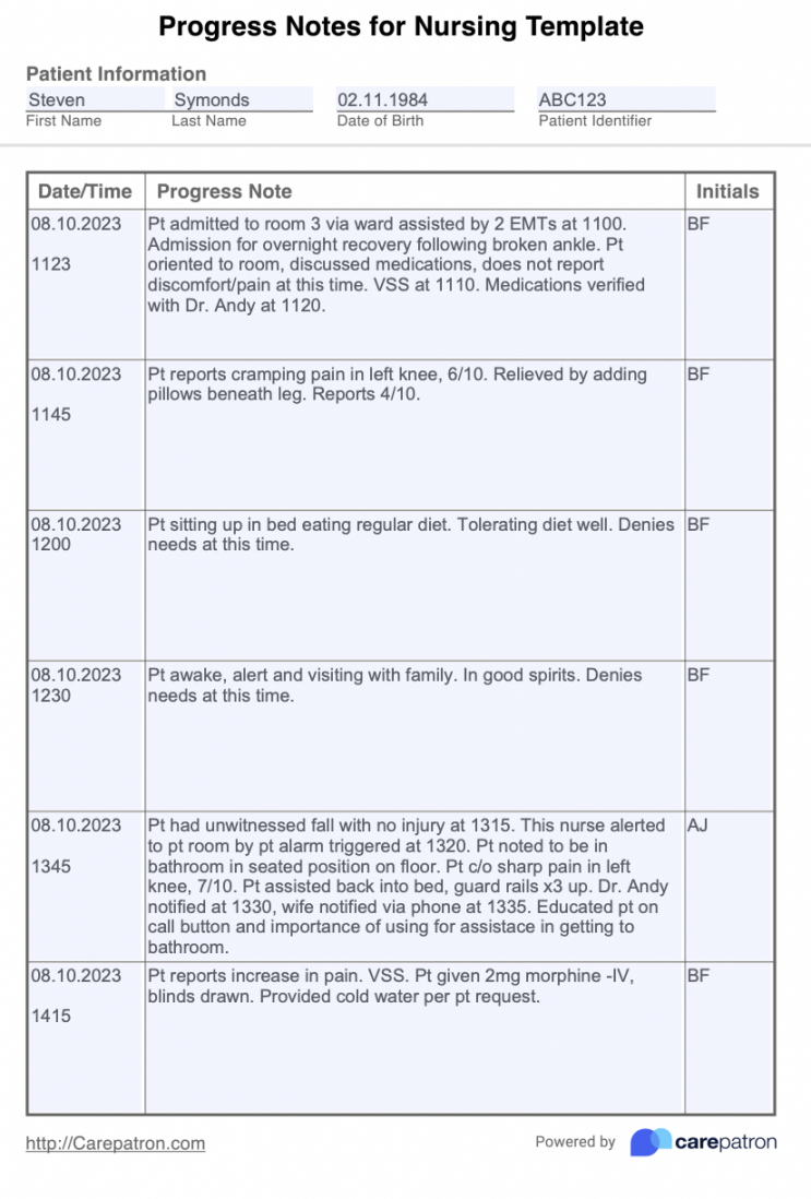 Progress Notes For Nursing Template & Example  Free PDF Download