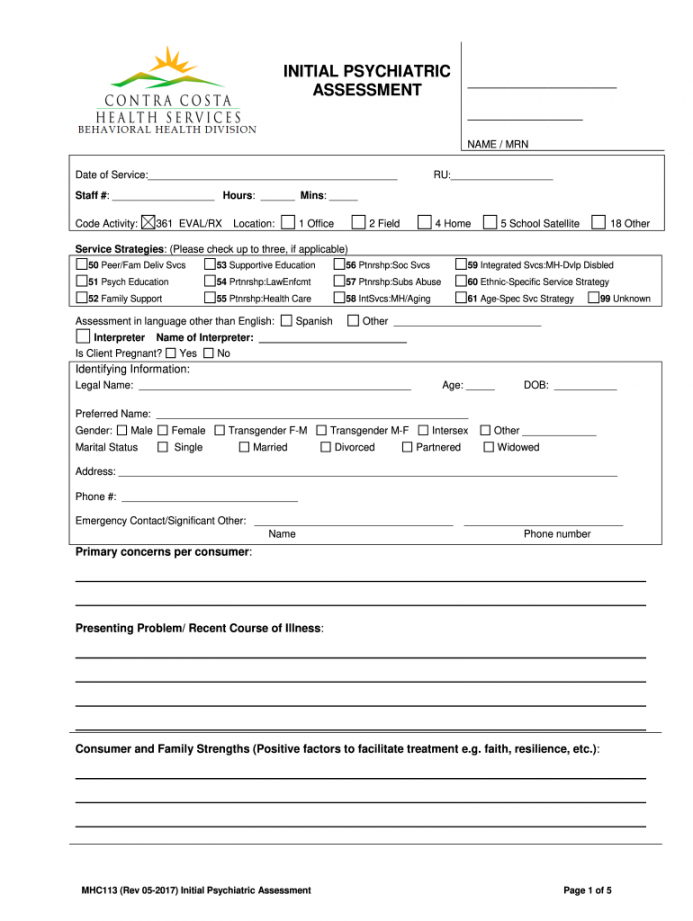 Psychiatric evaluation template: Fill out & sign online  DocHub