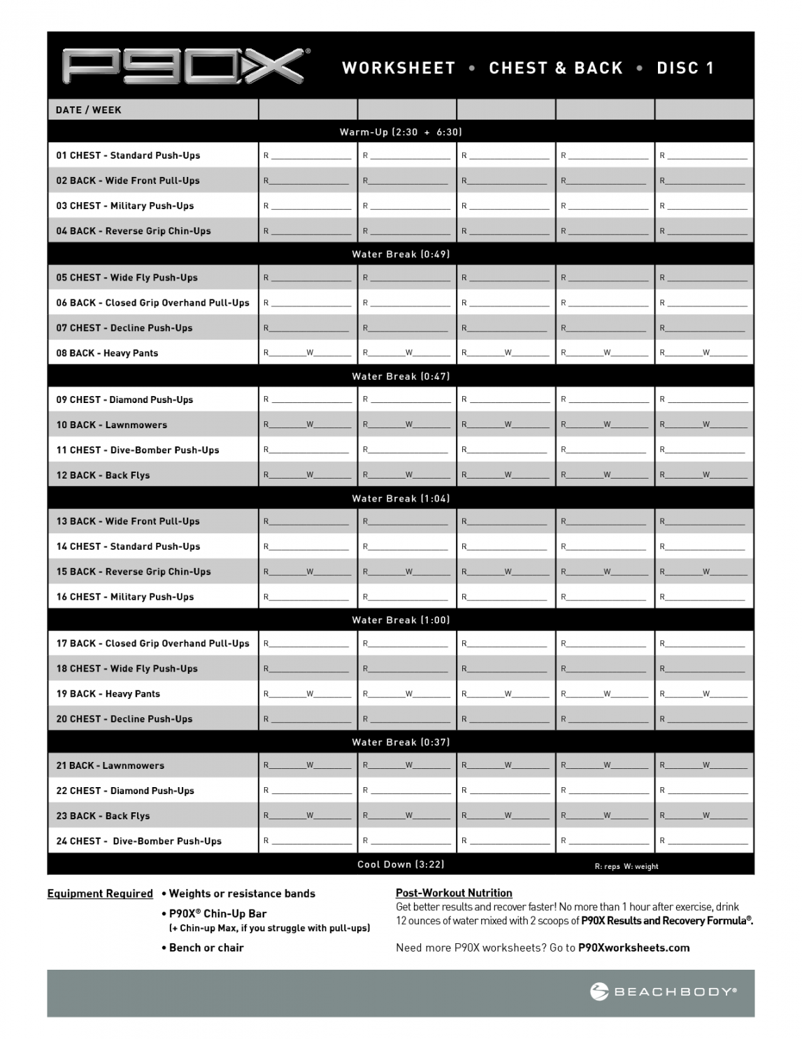 PX Workout Sheets - Beachbodycom