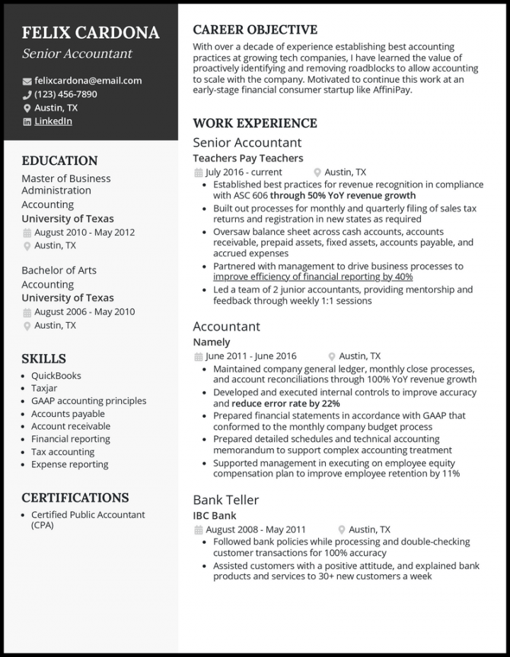 Real Senior Accountant Resume Examples That Worked in 202