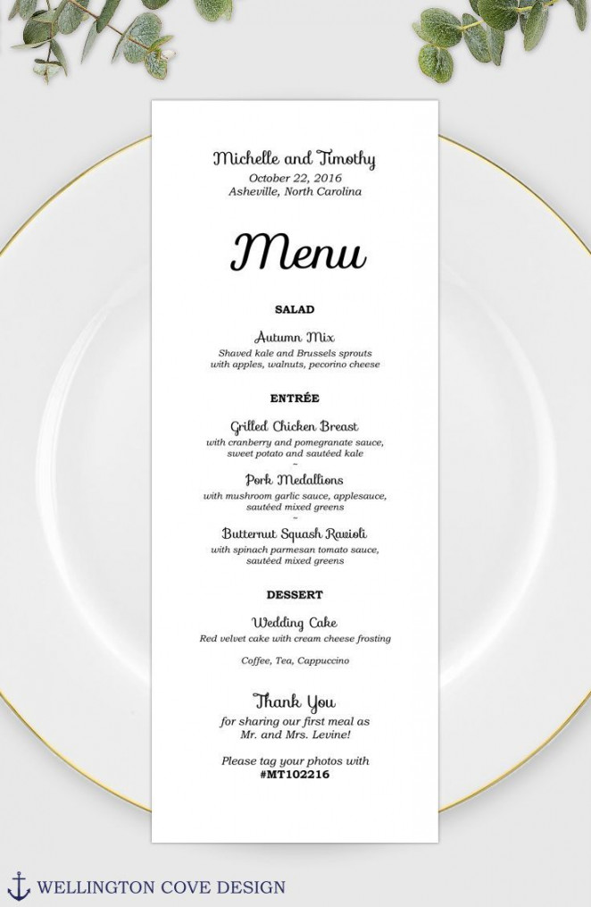 Rehearsal Dinner Menu Template  Wedding menu template, Menu