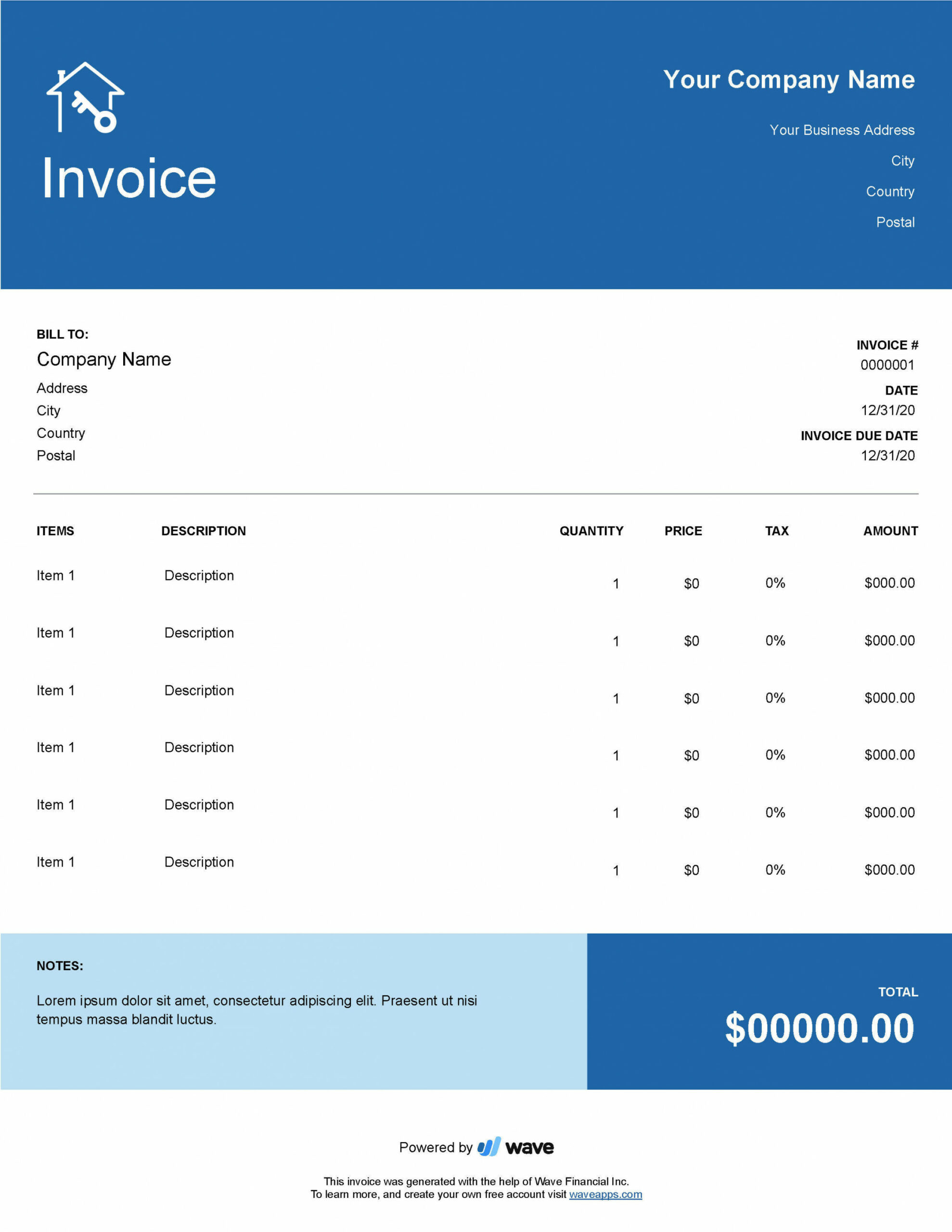 Rent Invoice Template - Free Download