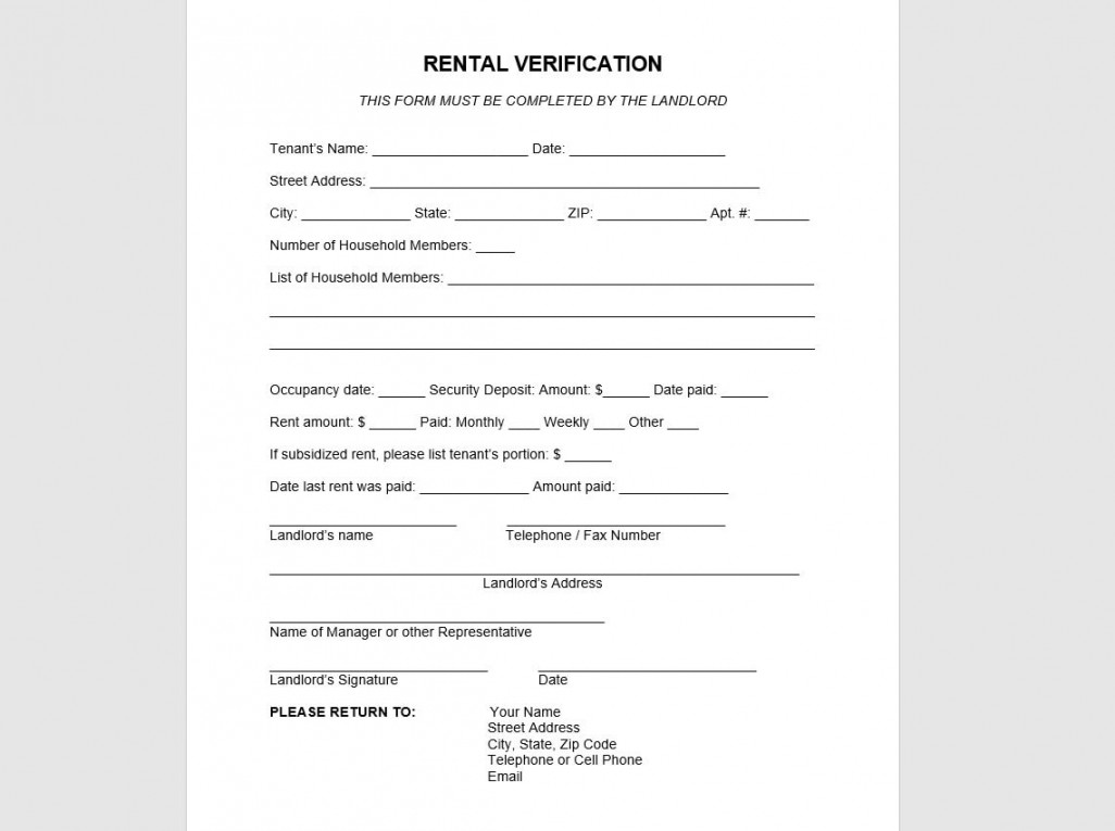 Rental Verification Letter Template Rental Verification Letter