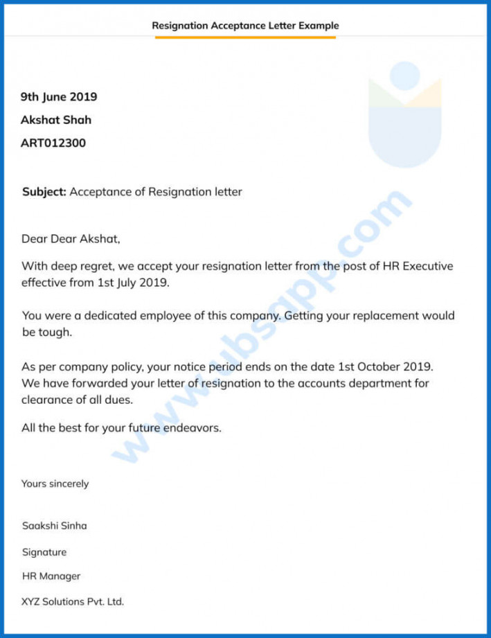 Resignation Acceptance Letter - Format, Meaning, Importance, and