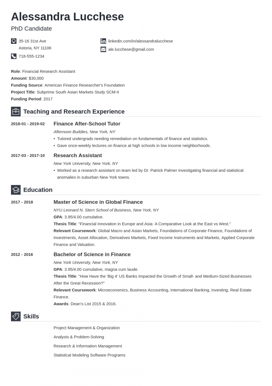 Resume for Graduate School Application [Template & Examples]