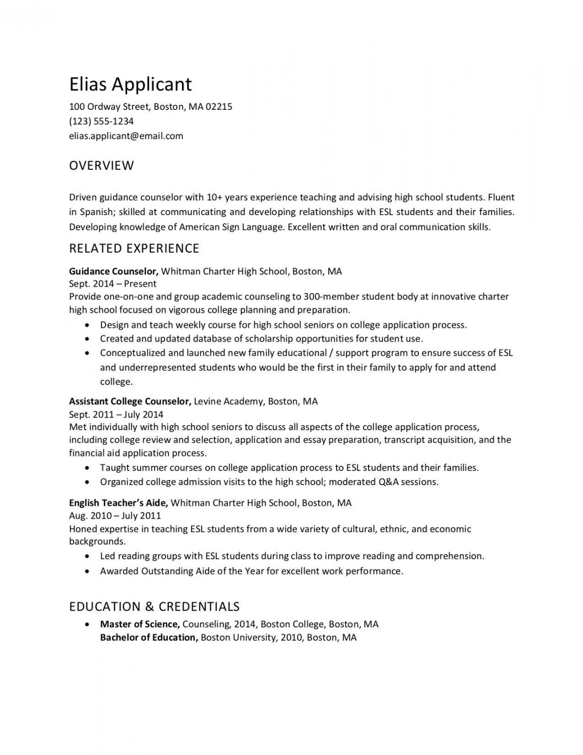 Resume Profile Examples for Many Job Openings