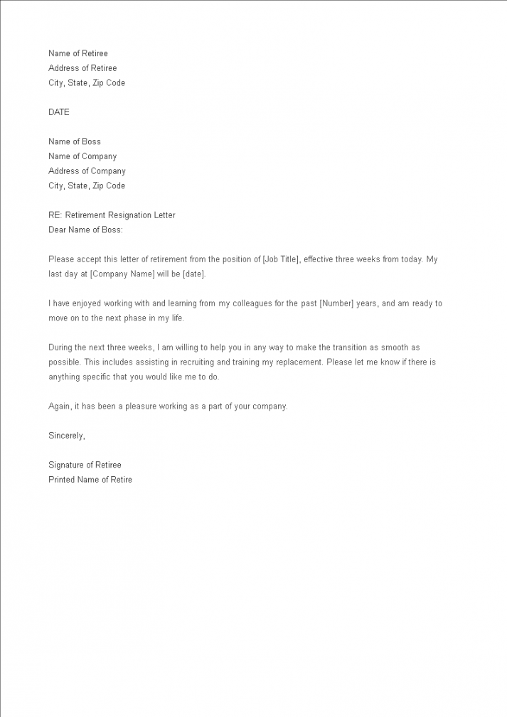 Retirement Resignation Letter - How to write a Retirement