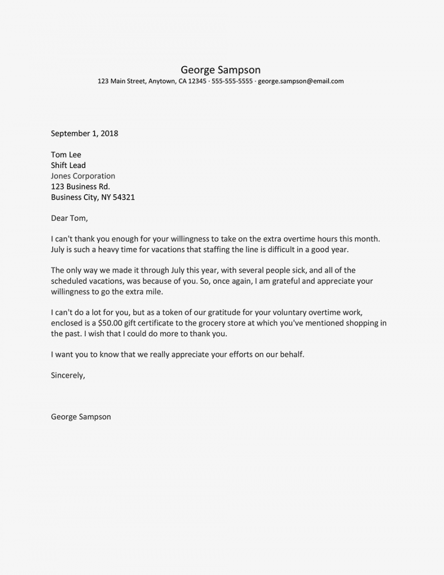 Sample Employee Thank You Letters From the Supervisor