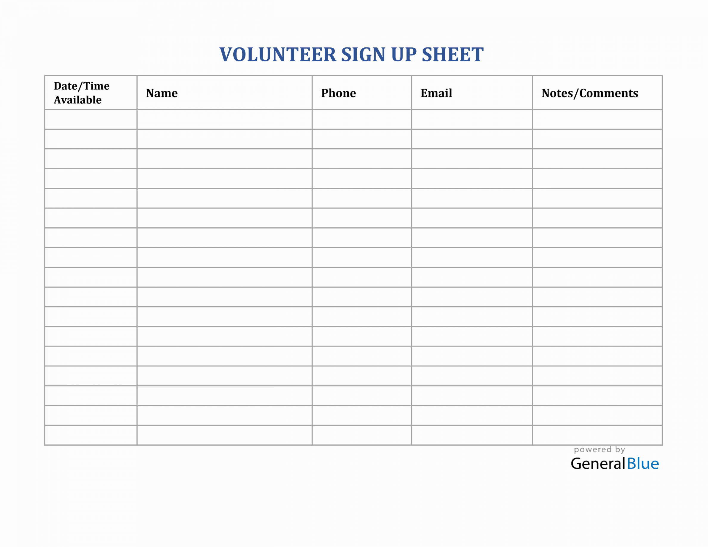 Sign Up Sheet Templates