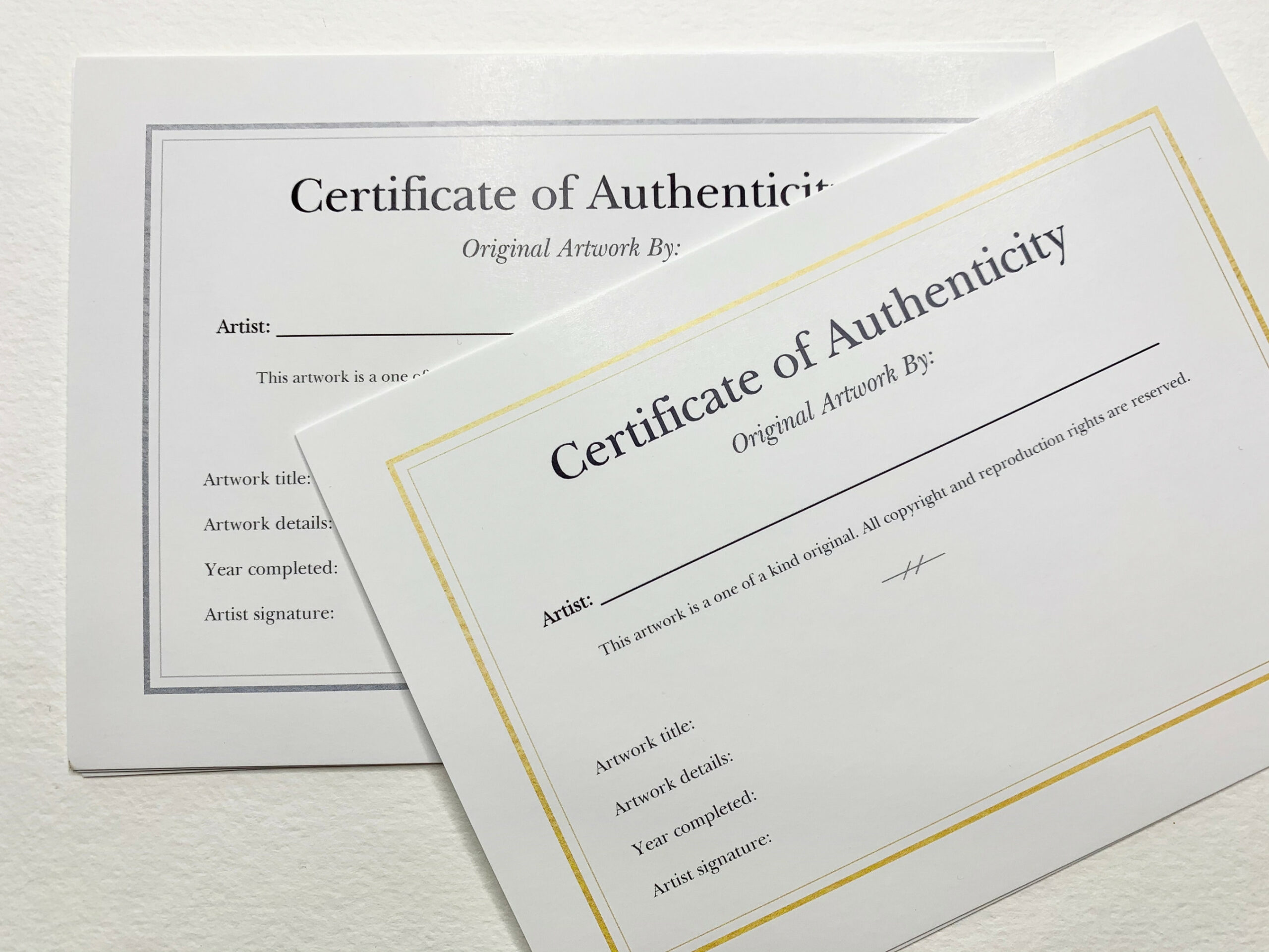 Simple Fillable Certificate of Authenticity Cards for - Etsy