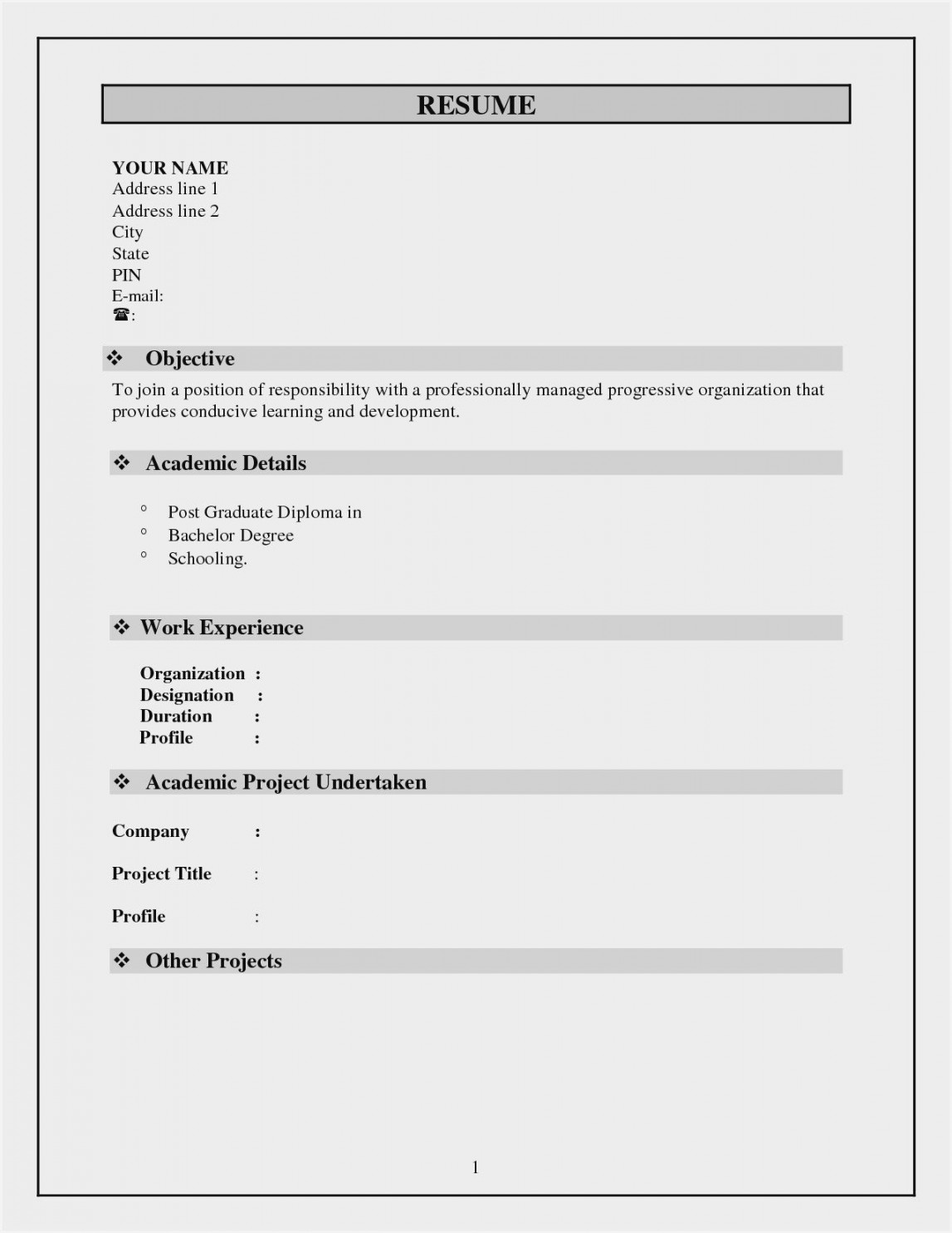 Simple Resume Format Free Download In Ms Word  Free resume