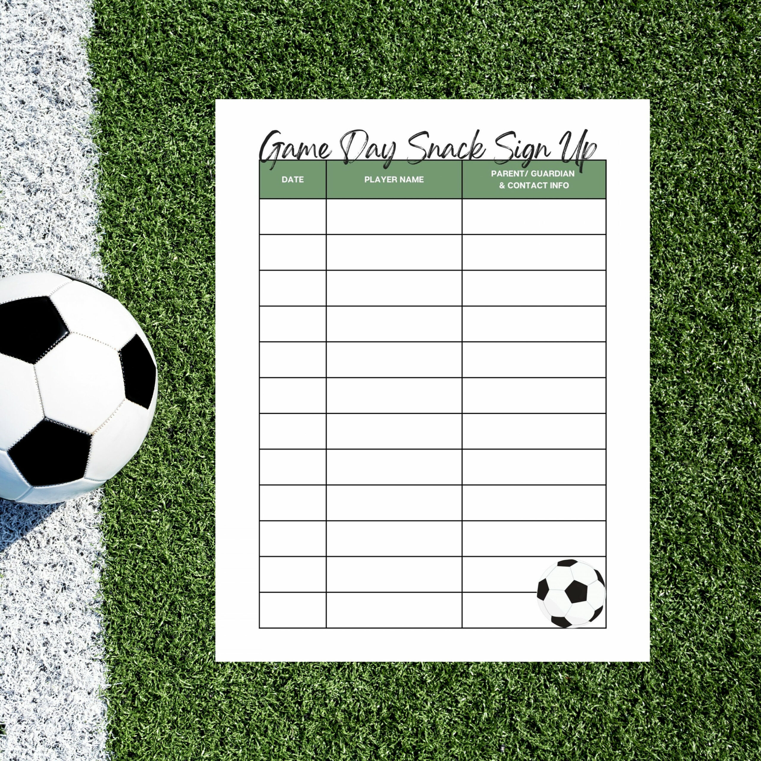 Soccer Game Day Snack Signup Sheet Printable Signup Template - Etsy UK