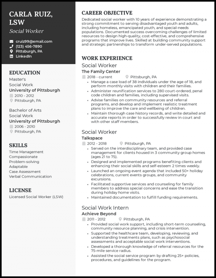 Social Worker Resume Examples That Worked in