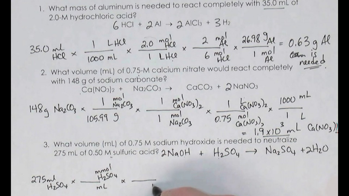 Solution Stoichiometry Problems