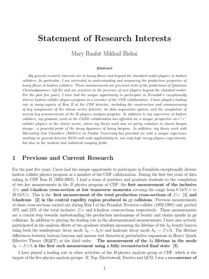 Statement of Research Interests-Example  PDF  Hadron  Quark